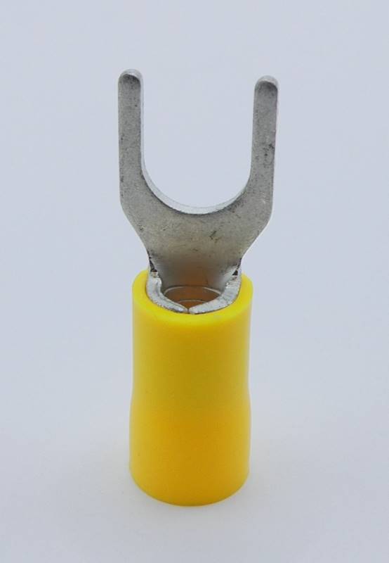 Forked terminal part insulated yellow 6.3mm